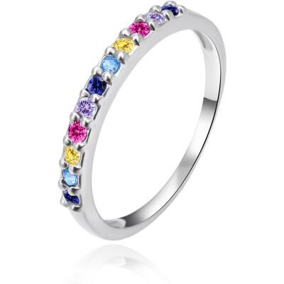 Agato Inel de argint decorat cu zirconii în nuanțe colorate AGT-R46C 58 mm Agato Inel de argint decorat cu zirconii în nuanțe colorate AGT-R46C 58 mm