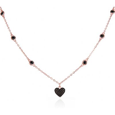 Agato Colier rafinat din bronz încrustat cu zirconii negre AGS1583/47-BK-ROSE Agato Colier rafinat din bronz încrustat cu zirconii negre AGS1583/47-BK-ROSE