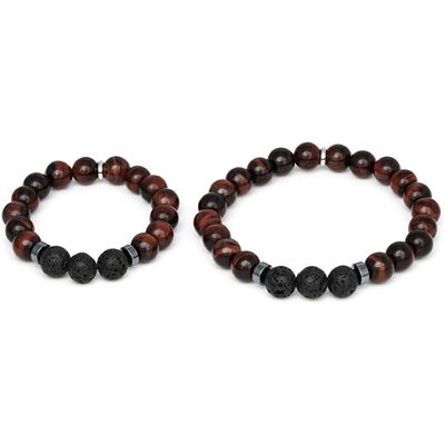 Agato Brățară cu minerale pentru tată și fiu MINK137/SET (Ochi de Tigru, Piatră de Lavă, Hematit) Agato Brățară cu minerale pentru tată și fiu MINK137/SET (Ochi de Tigru, Piatră de Lavă, Hematit)