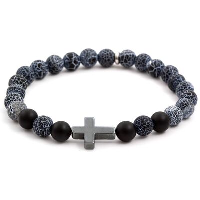 Agato Brățară cu mărgele din agate și hematită MINK60 19 cm Agato Brățară cu mărgele din agate și hematită MINK60 19 cm