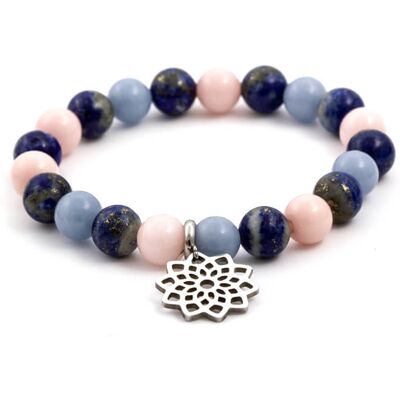 Agato Brățară cu mărgele din jad, lapis lazuli și angelit MINK70 / 17 Agato Brățară cu mărgele din jad, lapis lazuli și angelit MINK70 / 17