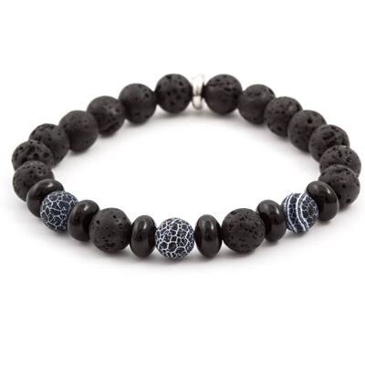 Agato Brățară cu mărgele din piatră de lavă și howlit MINK63 19 cm Agato Brățară cu mărgele din piatră de lavă și howlit MINK63 19 cm
