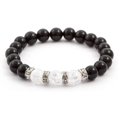 Agato Brățară cu mărgele din onix și cristal MINK51 / 17 Agato Brățară cu mărgele din onix și cristal MINK51 / 17