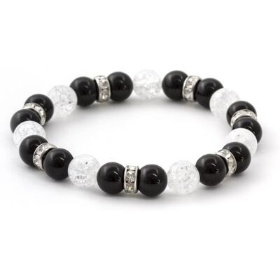 Agato Brățară cu mărgele din onix și cristal MINK74 / 18 Agato Brățară cu mărgele din onix și cristal MINK74 / 18
