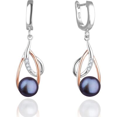 Beneto Cercei bicolori de lux cu perle reale întunecate AGUC2676P-DARK BLUE Beneto Cercei bicolori de lux cu perle reale întunecate AGUC2676P-DARK BLUE