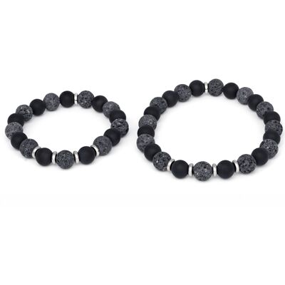 Agato Brățară minerală pentru tată și fiu MINK58/SET (onix, piatră de lava) Agato Brățară minerală pentru tată și fiu MINK58/SET (onix, piatră de lava)
