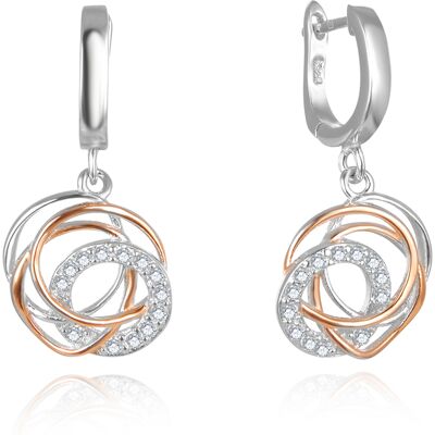 Beneto Cercei bicolori fashion cu zircon AGUP2689-RHR Beneto Cercei bicolori fashion cu zircon AGUP2689-RHR