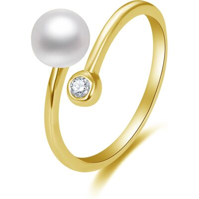 Beneto Inel deschis placat cu aur cu perlă reală si zirconiu AGG469P-G Beneto Inel deschis placat cu aur cu perlă reală si zirconiu AGG469P-G