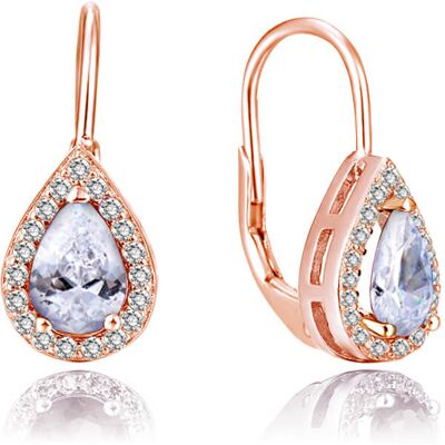 Beneto Cercei placați cu aur cu zirconii transparente AGUC2231-ROSE Beneto Cercei placați cu aur cu zirconii transparente AGUC2231-ROSE