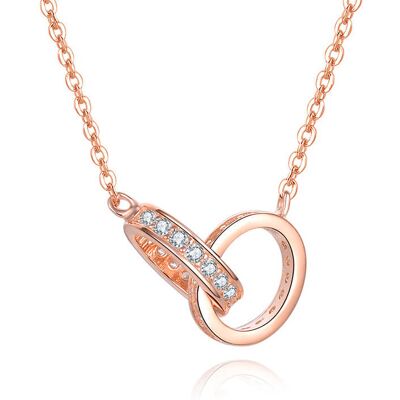 Beneto Colier placat cu aur cu inele conectate AGS1229 / 47-ROSE Beneto Colier placat cu aur cu inele conectate AGS1229 / 47-ROSE