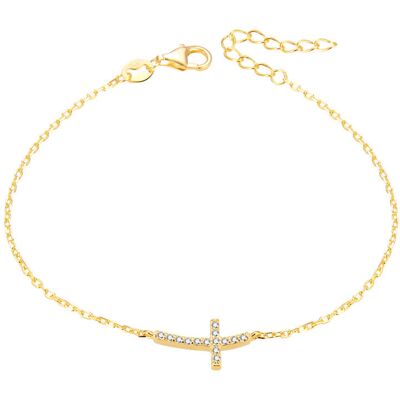 Beneto Brățară din argint placată cu cruce AGB484/20-GOLD Beneto Brățară din argint placată cu cruce AGB484/20-GOLD