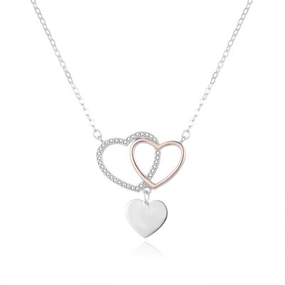 Beneto Colier romantic din argint cu inimioare AGS1267/47-2 Beneto Colier romantic din argint cu inimioare AGS1267/47-2
