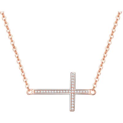 Beneto Colier din argint placat cu aur roz cu cruce AGS196/47-ROSE Beneto Colier din argint placat cu aur roz cu cruce AGS196/47-ROSE