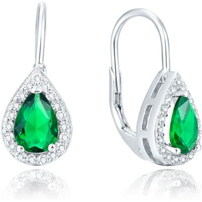 Beneto Cercei din argint cu cristal verde AGUC1161 Beneto Cercei din argint cu cristal verde AGUC1161