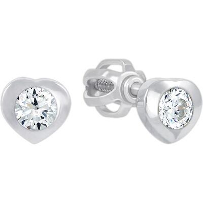 Soliter Cercei din aur alb Inimi cu cristal 236 001 00649 07 Soliter Cercei din aur alb Inimi cu cristal 236 001 00649 07