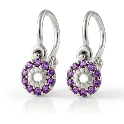 Soliter Cercei pentru copii din aur alb cu zirconii mov 239 001 00516 07 Soliter Cercei pentru copii din aur alb cu zirconii mov 239 001 00516 07
