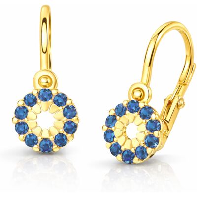 Soliter Cercei aurii pentru copii cu zircon albastru 239 001 00516 Soliter Cercei aurii pentru copii cu zircon albastru 239 001 00516