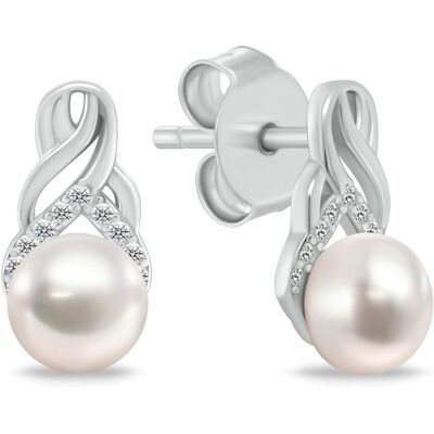 Brilio Silver Cercei eleganți din argint cu perle și zirconiu EA1248W Brilio Silver Cercei eleganți din argint cu perle și zirconiu EA1248W