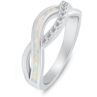 Brilio Silver Inel elegant din argint cu zirconi și opal sintetic RI126W 54 mm Brilio Silver Inel elegant din argint cu zirconi și opal sintetic RI126W 54 mm