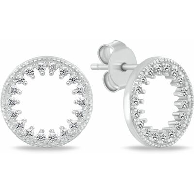 Brilio Silver Cercei minimaliști din argint Cercuri cu pietre de zircon EA1058W Brilio Silver Cercei minimaliști din argint Cercuri cu pietre de zircon EA1058W