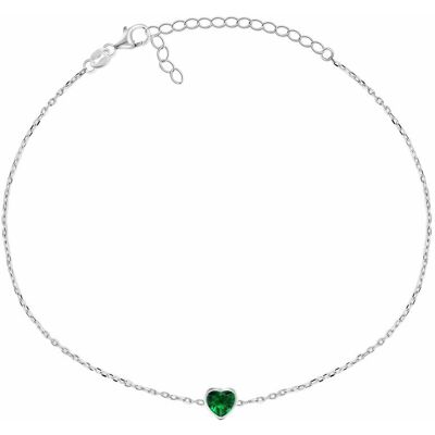 Brilio Silver Brățară minimalistă din argint Inimă verde BRC30WG Brilio Silver Brățară minimalistă din argint Inimă verde BRC30WG