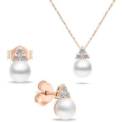Brilio Silver Set atemporal bronz de bijuterii cu perle autentice de apă dulce SET228R (cercei, colier) Brilio Silver Set atemporal bronz de bijuterii cu perle autentice de apă dulce SET228R (cercei, colier)