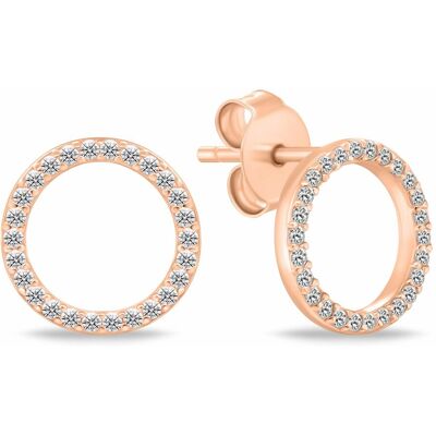 Brilio Silver Cercei rotunzi din bronz, atemporali, decorați cu zirconii EA1072R Brilio Silver Cercei rotunzi din bronz, atemporali, decorați cu zirconii EA1072R