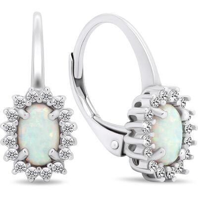 Brilio Silver Cercei atemporali din argint cu zirconii și opal EA380W Brilio Silver Cercei atemporali din argint cu zirconii și opal EA380W