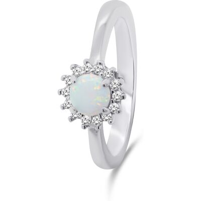 Brilio Silver Inel minunat din argint cu opal și pietre de zircon RI056W 54 mm Brilio Silver Inel minunat din argint cu opal și pietre de zircon RI056W 54 mm