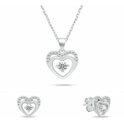 Brilio Silver Set elegant de bijuterii din argint Inimi cu zirconii transparente SET295W (colier, cercei) Brilio Silver Set elegant de bijuterii din argint Inimi cu zirconii transparente SET295W (colier, cercei)