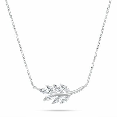 Brilio Silver Colier fin din argint cu pietre de zirconiu cubic Frunze NCL205W Brilio Silver Colier fin din argint cu pietre de zirconiu cubic Frunze NCL205W