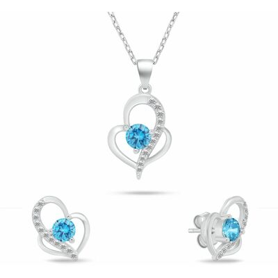 Brilio Silver Set original de bijuterii din argint „Inimioare” cu zirconii bleu SET294WAQ (colier, cercei) Brilio Silver Set original de bijuterii din argint „Inimioare” cu zirconii bleu SET294WAQ (colier, cercei)