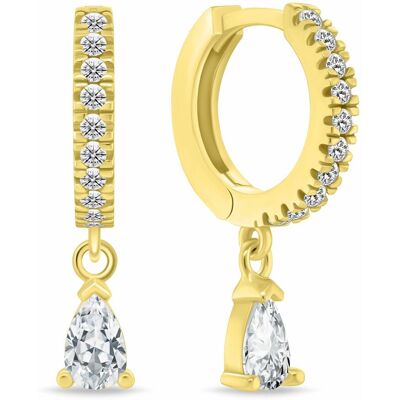 Brilio Silver Cercei rotunzi placați cu aur cu zircon cubic EA1171Y Brilio Silver Cercei rotunzi placați cu aur cu zircon cubic EA1171Y