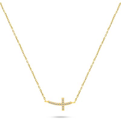 Brilio Silver Colier placat cu aur Cruce cu pietre de zircon NCL57Y Brilio Silver Colier placat cu aur Cruce cu pietre de zircon NCL57Y