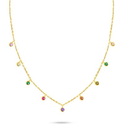 Brilio Silver Colier placat cu aur cu pietre colorate de zircon colorate NCL60Y Brilio Silver Colier placat cu aur cu pietre colorate de zircon colorate NCL60Y