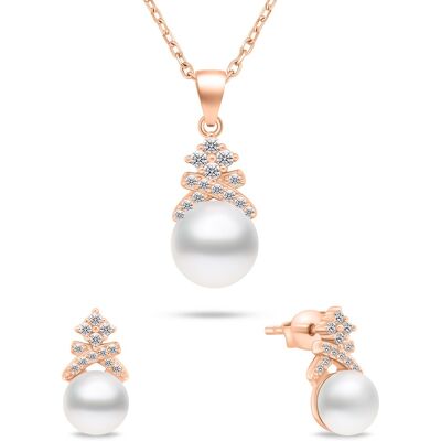 Brilio Silver Set fermecător de bijuterii din bronz cu perle SET238R (cercei, colier) Brilio Silver Set fermecător de bijuterii din bronz cu perle SET238R (cercei, colier)