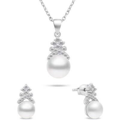 Brilio Silver Set fermecător de bijuterii din argint cu perle SET238W (cercei, colier) Brilio Silver Set fermecător de bijuterii din argint cu perle SET238W (cercei, colier)