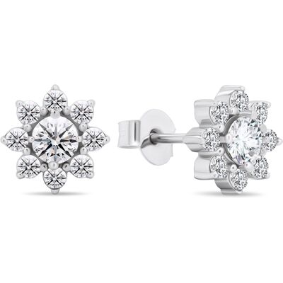 Brilio Silver Cercei frumoși din argint cu pietre de zircon Floricele EA577W Brilio Silver Cercei frumoși din argint cu pietre de zircon Floricele EA577W