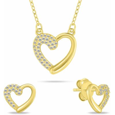 Brilio Silver Fermecător set de bijuterii placate cu aur Inimioare cu zirconi SET259Y (colier, cercei) Brilio Silver Fermecător set de bijuterii placate cu aur Inimioare cu zirconi SET259Y (colier, cercei)