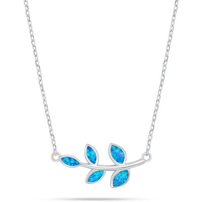 Brilio Silver Colier elegant cu frunze de argint cu opal albastru NCL165WB Brilio Silver Colier elegant cu frunze de argint cu opal albastru NCL165WB