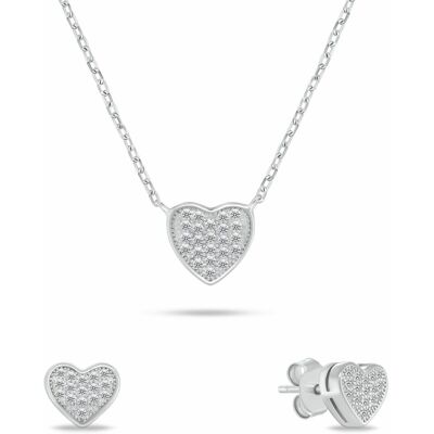 Brilio Silver Set de bijuterii din argint cu zircon Inimi SET285W (colier, cercei) Brilio Silver Set de bijuterii din argint cu zircon Inimi SET285W (colier, cercei)