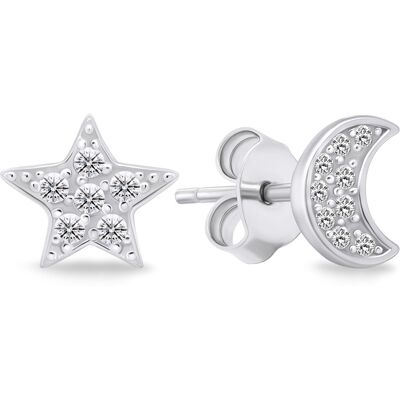 Brilio Silver Cercei asimetrici din argint cu pietre de zircon EA616W Brilio Silver Cercei asimetrici din argint cu pietre de zircon EA616W