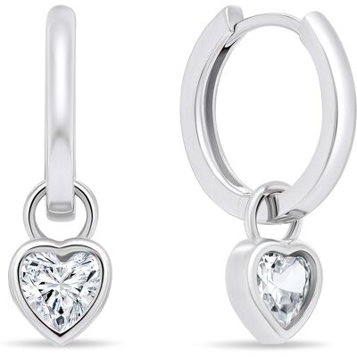Brilio Silver Cercei circulari din argint cu inimioare EA528W Brilio Silver Cercei circulari din argint cu inimioare EA528W