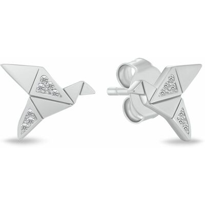 Brilio Silver Cercei din argint Pasăre origami cu zircon EA1183W Brilio Silver Cercei din argint Pasăre origami cu zircon EA1183W