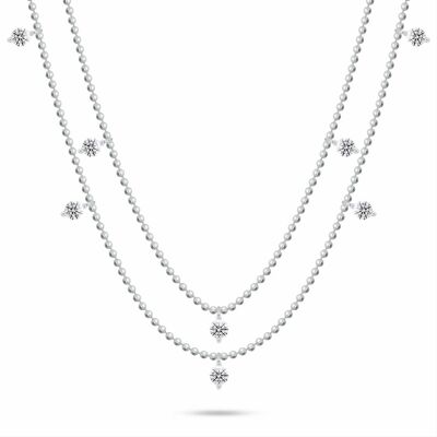 Brilio Silver Colier dublu din mărgele cu zirconiu cubic NCL187W Brilio Silver Colier dublu din mărgele cu zirconiu cubic NCL187W