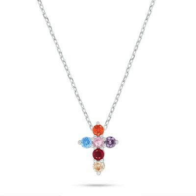 Brilio Silver Colier din argint Cruce cu zircon colorat NCL208W Brilio Silver Colier din argint Cruce cu zircon colorat NCL208W