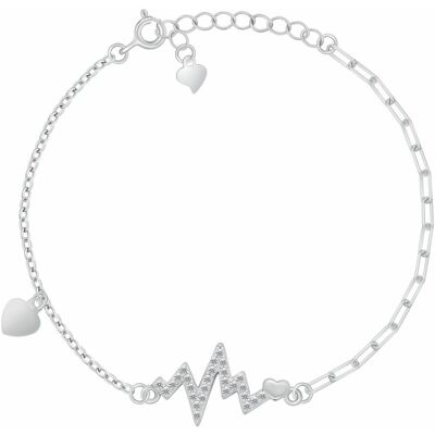 Brilio Silver Brățară din argint Inimă și curbă ECG BRC245W Brilio Silver Brățară din argint Inimă și curbă ECG BRC245W