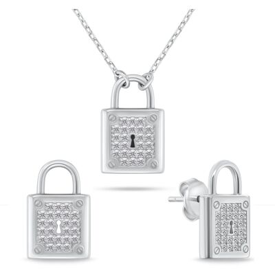 Brilio Silver Set de bijuterii fermecătoare din argint cu zircon SET281W (cercei, colier) Brilio Silver Set de bijuterii fermecătoare din argint cu zircon SET281W (cercei, colier)