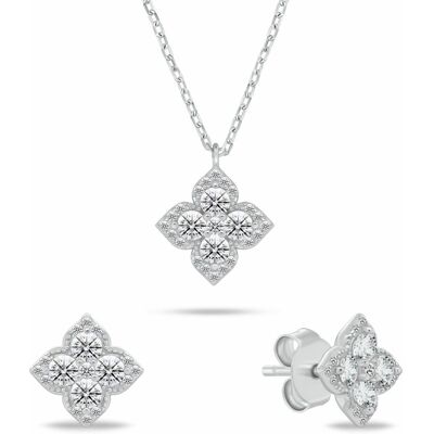 Brilio Silver Set de bijuterii din argint „Flori” cu zirconi SET283W (colier, cercei) Brilio Silver Set de bijuterii din argint „Flori” cu zirconi SET283W (colier, cercei)