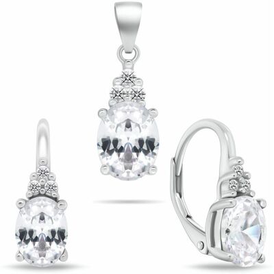 Brilio Silver Set de bijuterii din argint cu zirconii cubice SET293W (cercei, pandantiv) Brilio Silver Set de bijuterii din argint cu zirconii cubice SET293W (cercei, pandantiv)